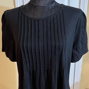 Chic Black Pleated Women's Blouse